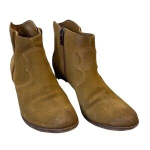 Marc fisher zip side leather burnished toe booties womens size 7.5